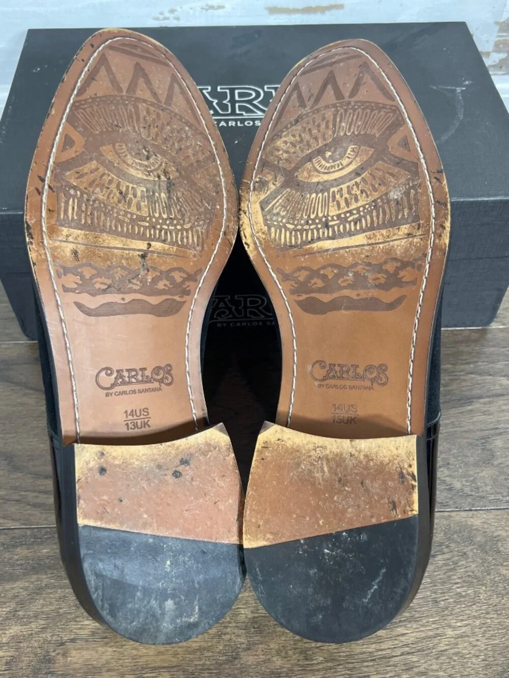 CARLOS BY CARLOS SANTANA West Cap-Toe Leather Derby Black Sz 14D EUC